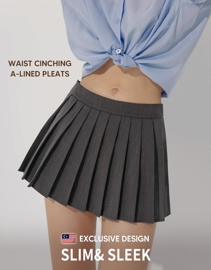 High Waisted Plain Pleated Mini Skirt